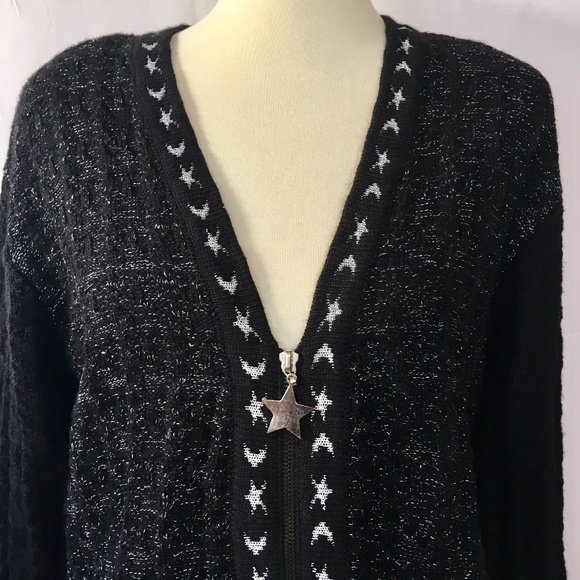 Oversized Star & Moon Silver Black Cardigan SP - Picture 3 of 7